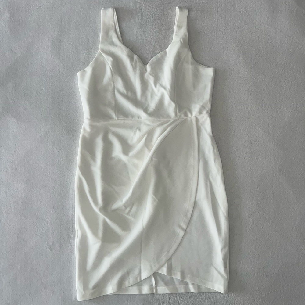 White Asymmetrical Wrap Mini Dress